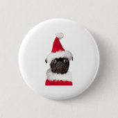Cute Black Pug in kerstkerstkerstkerstkerstkerstke Ronde Button 5,7 Cm (Voorkant)