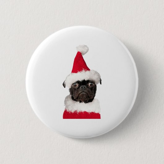 Cute Black Pug in kerstkerstkerstkerstkerstkerstke Ronde Button 5,7 Cm (Voorkant)