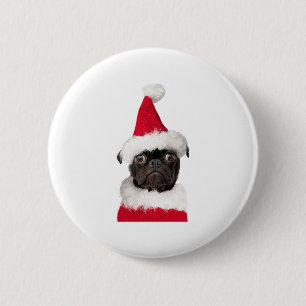 Cute Black Pug in kerstkerstkerstkerstkerstkerstke Ronde Button 5,7 Cm