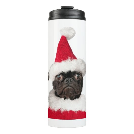 Cute Black Pug in kerstkerstkerstkerstkerstkerstke Thermosbeker (Voorkant)