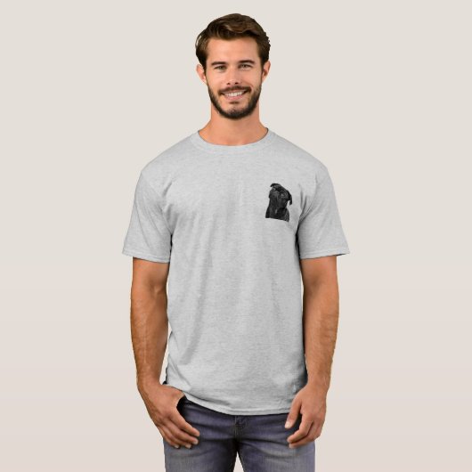 Cute Black Pug Mannen Basic Light Grey T-Shirt (Voorkant volledig)