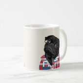 Cute Black Pug met bril en Shirt Koffiemok (Voorkant rechts)