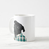 Cute Black Pug met bril Koffiemok (Voorkant links)