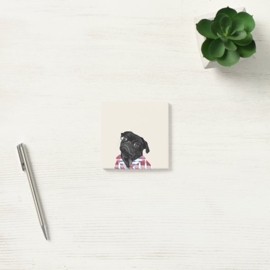 Cute Black Pug met bril Post-it® Notes (Kantoor)