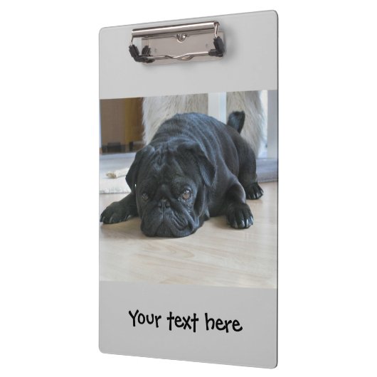 Cute Black Pug Puppy Cliboard Klembord (Links)