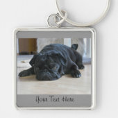 Cute Black Pug Puppy Sleutelhanger (Voorkant)