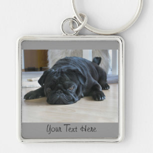 Cute Black Pug Puppy Sleutelhanger