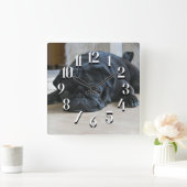 Cute Black Pug Puppy Wall klok (Huis)