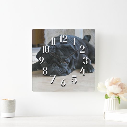 Cute Black Pug Puppy Wall klok (Huis)