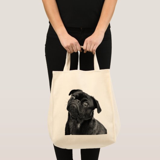 Cute Black Pug Shopping Canvas tas (Voorkant (product))