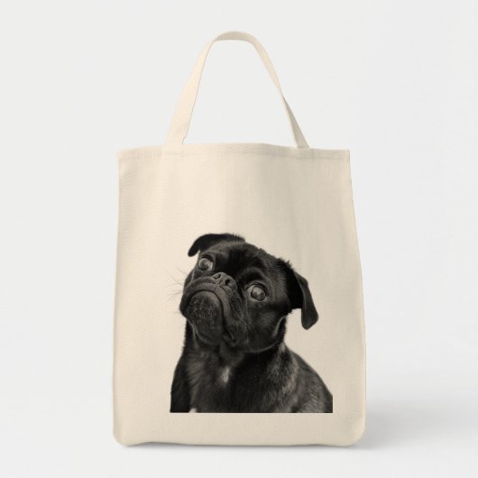 Cute Black Pug Shopping Canvas tas (Voorkant)