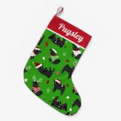 Cute Black Pugs Green Kleine Kerstsok (Voorkant (Hangend))