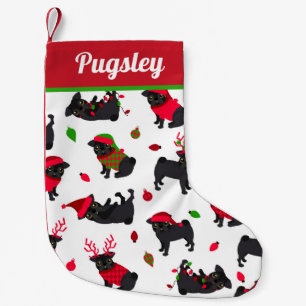 Cute Black Pugs White Kleine Kerstsok