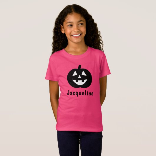 Cute Black Pumpkin, aangepaste naam Halloween T-shirt (Voorkant volledig)
