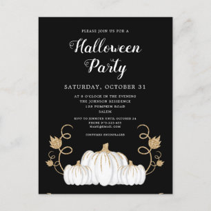 Cute Black Pumpkin Halloween Party Briefkaart