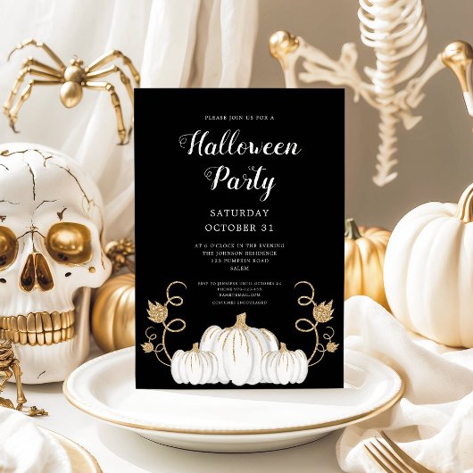 Cute Black Pumpkin Halloween Party Kaart