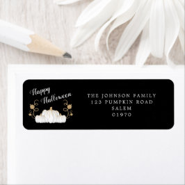Cute Black Pumpkin Happy Halloween-adres Etiket