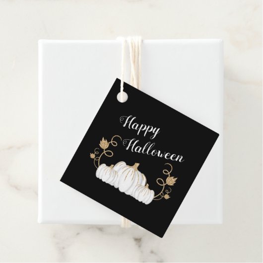 Cute Black Pumpkin Happy Halloween Bedankjes Labels (In situ)