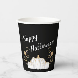 Cute Black Pumpkin Happy Halloween Papieren Bekers