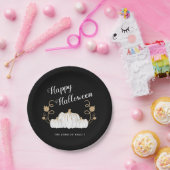 Cute Black Pumpkin Happy Halloween Papieren Bordje (Feest)