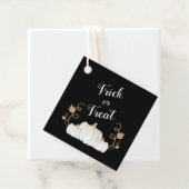 Cute Black Pumpkin Trick or treat Halloween Bedankjes Labels (In situ)