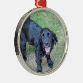 Cute Black Puppy Metalen Ornament (Rechts)