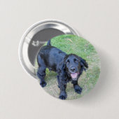 Cute Black Puppy Ronde Button 5,7 Cm (Voorkant /achterkant)