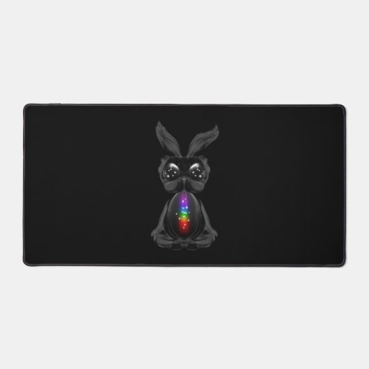 Cute Black Rabbit met Chakra Rainbow Soul Bureaumat (Voorkant)