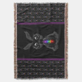 Cute Black Rabbit met Chakra Rainbow Soul Deken (Voorkant Verticaal)