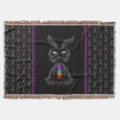 Cute Black Rabbit met Chakra Rainbow Soul Deken (Voorkant)
