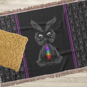 Cute Black Rabbit met Chakra Rainbow Soul Deken