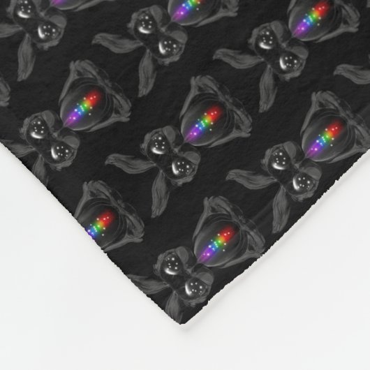 Cute Black Rabbit met Chakra Rainbow Soul Fleece Deken (Hoek)