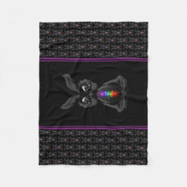 Cute Black Rabbit met Chakra Rainbow Soul Fleece Deken