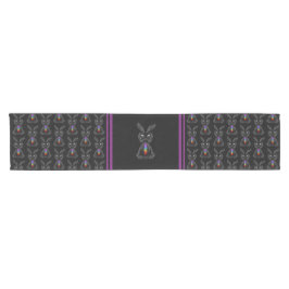 Cute Black Rabbit met Chakra Rainbow Soul Korte Tafelloper