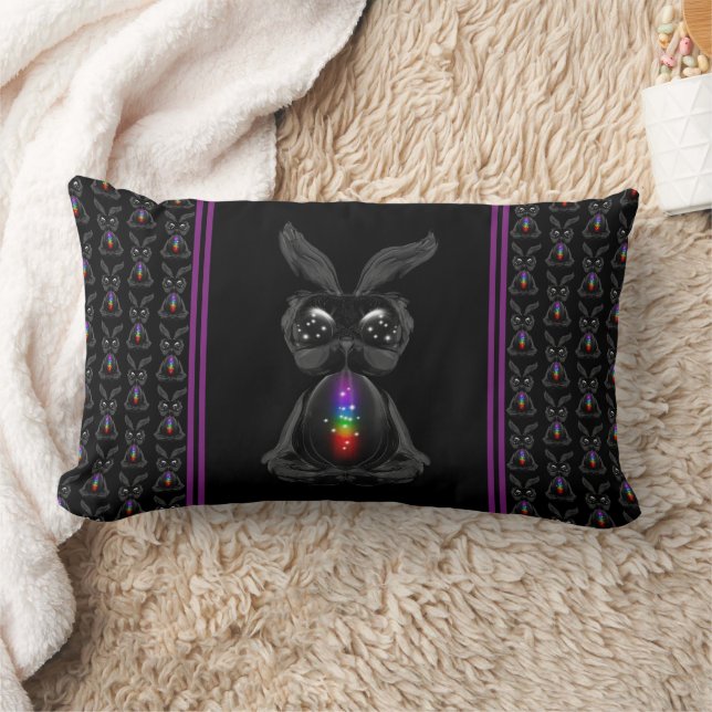 Cute Black Rabbit met Chakra Rainbow Soul Kussen (Deken)