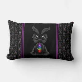 Cute Black Rabbit met Chakra Rainbow Soul Kussen