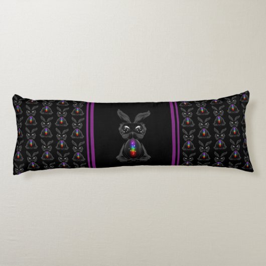 Cute Black Rabbit met Chakra Rainbow Soul Lichaamskussen (Achterkant)