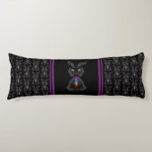 Cute Black Rabbit met Chakra Rainbow Soul Lichaamskussen (Voorkant)
