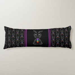 Cute Black Rabbit met Chakra Rainbow Soul Lichaamskussen