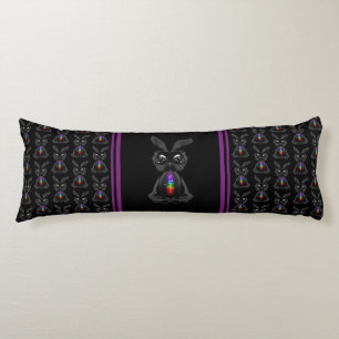 Cute Black Rabbit met Chakra Rainbow Soul Lichaamskussen