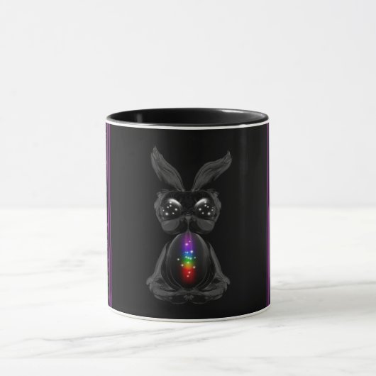 Cute Black Rabbit met Chakra Rainbow Soul Mok (Midden)