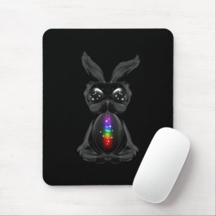 Cute Black Rabbit met Chakra Rainbow Soul Muismat