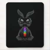 Cute Black Rabbit met Chakra Rainbow Soul Muismat (Voorkant)