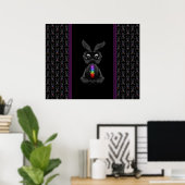 Cute Black Rabbit met Chakra Rainbow Soul Poster (Thuiskantoor)