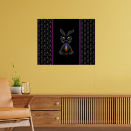 Cute Black Rabbit met Chakra Rainbow Soul Poster