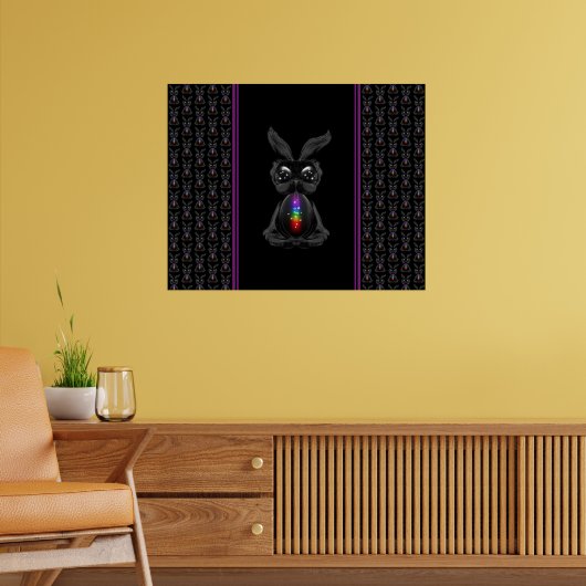 Cute Black Rabbit met Chakra Rainbow Soul Poster (Woonkamer 2)