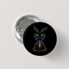 Cute Black Rabbit met Chakra Rainbow Soul Ronde Button 3,2 Cm