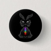 Cute Black Rabbit met Chakra Rainbow Soul Ronde Button 3,2 Cm (Voorkant)