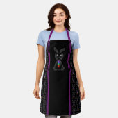 Cute Black Rabbit met Chakra Rainbow Soul Schort (Gedragen)