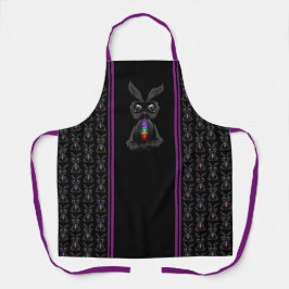 Cute Black Rabbit met Chakra Rainbow Soul Schort